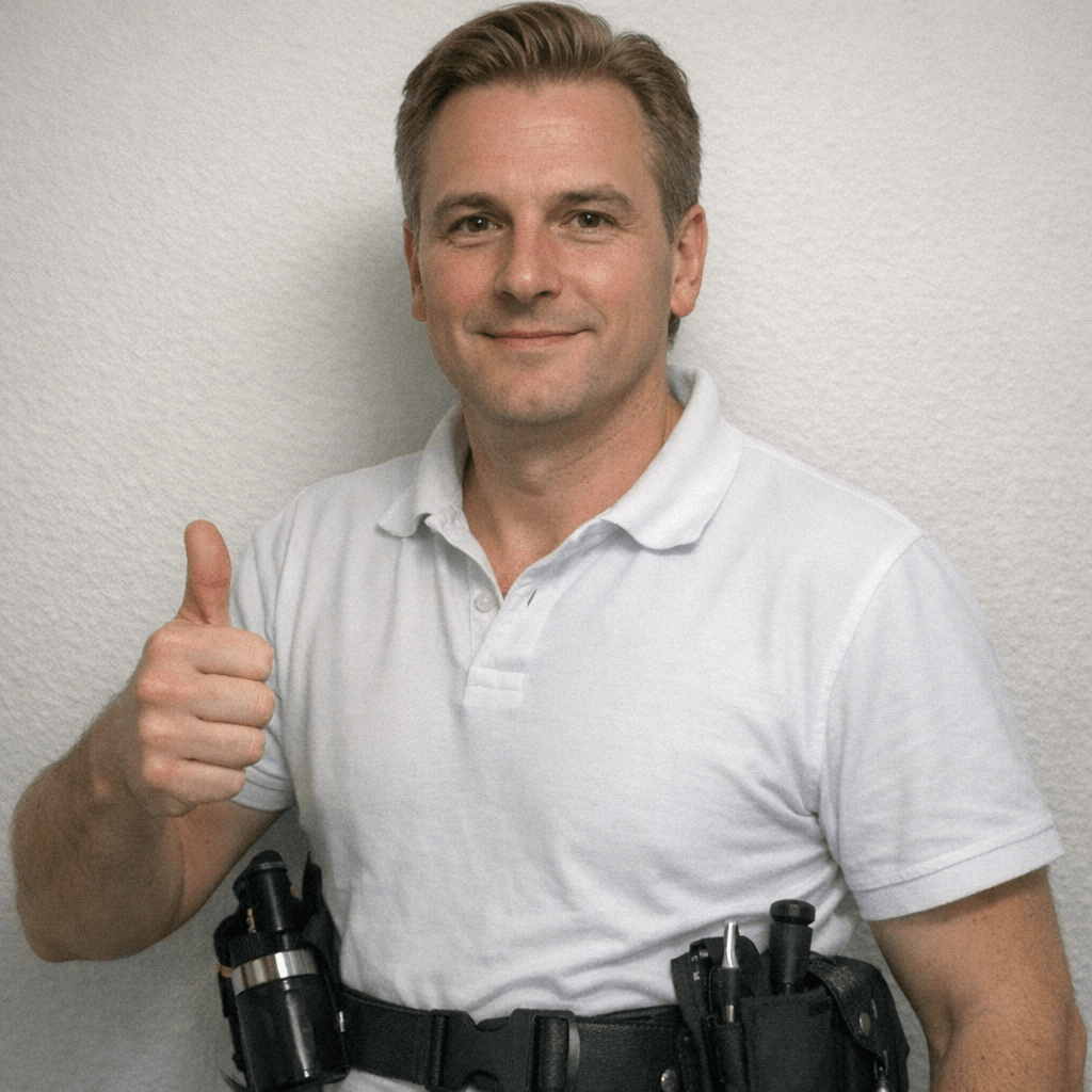 Zertifizierter Kammerjäger Andreas Koch in Einsatzkleidung in München